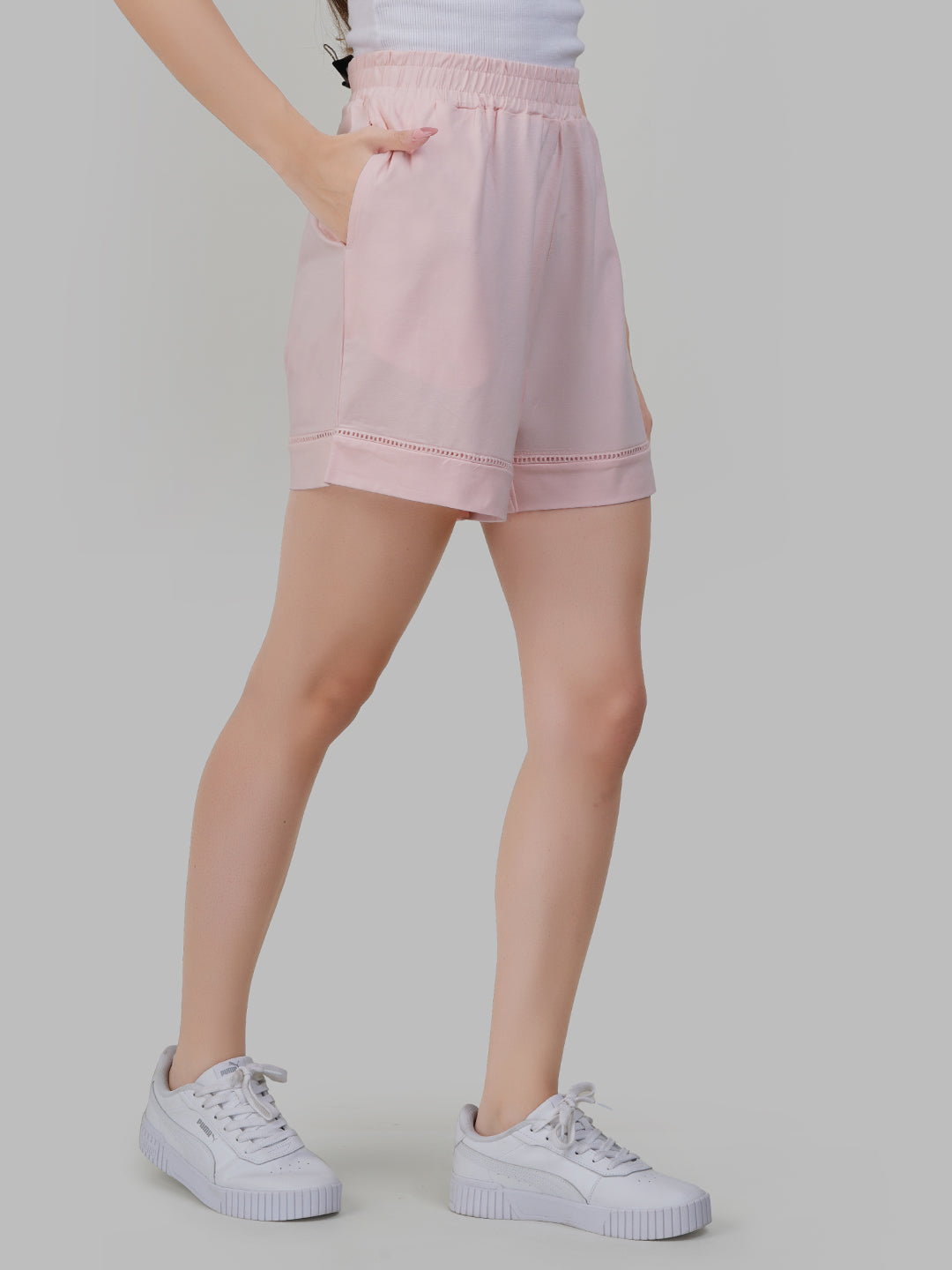 Women's Essesntial Lace Bottom Relaxed Shorts
