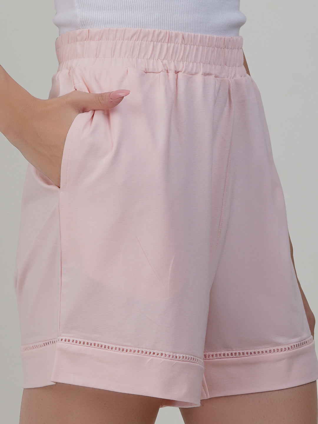 Women's Essesntial Lace Bottom Relaxed Shorts