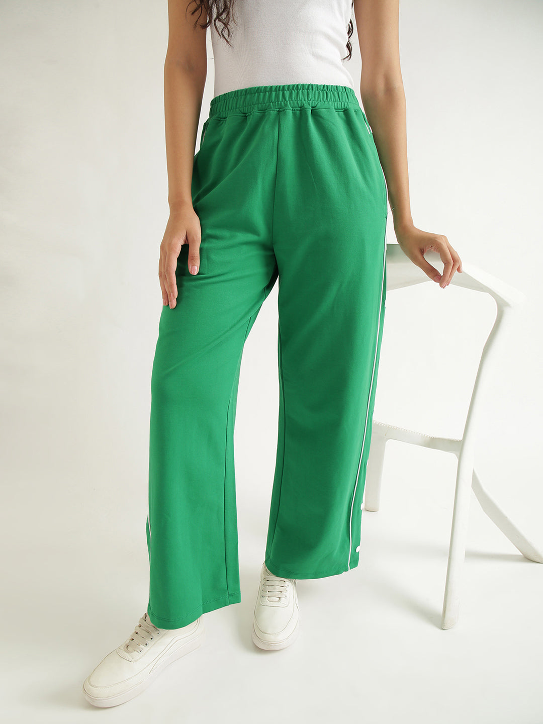 Women's Contrast Snap Wide Leg Pant