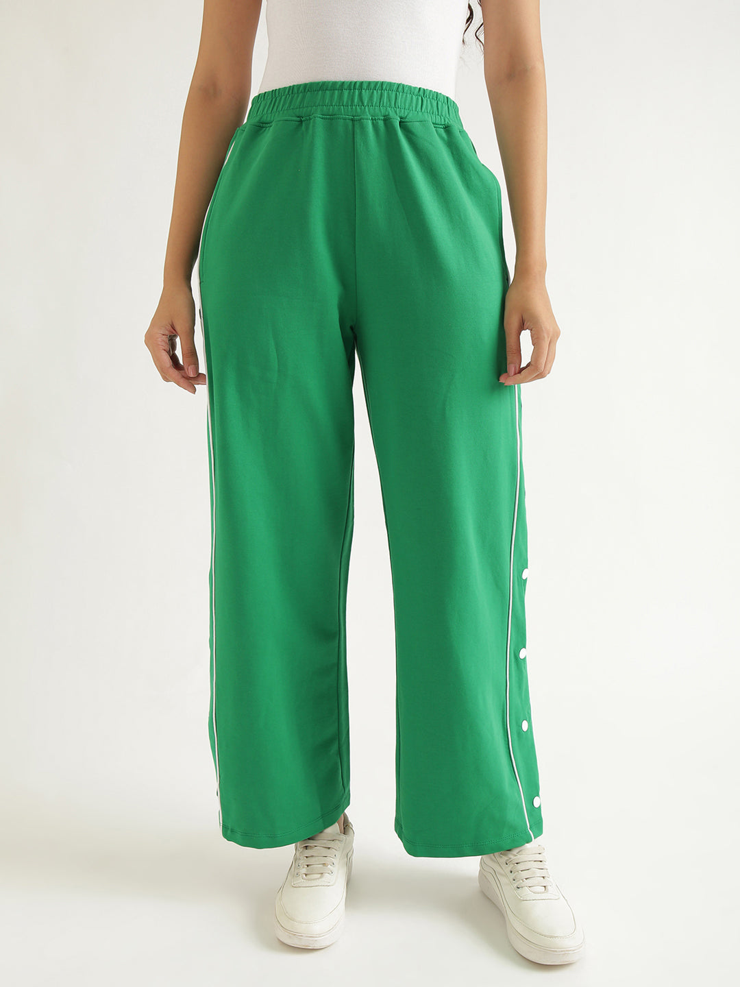 Women's Contrast Snap Wide Leg Pant