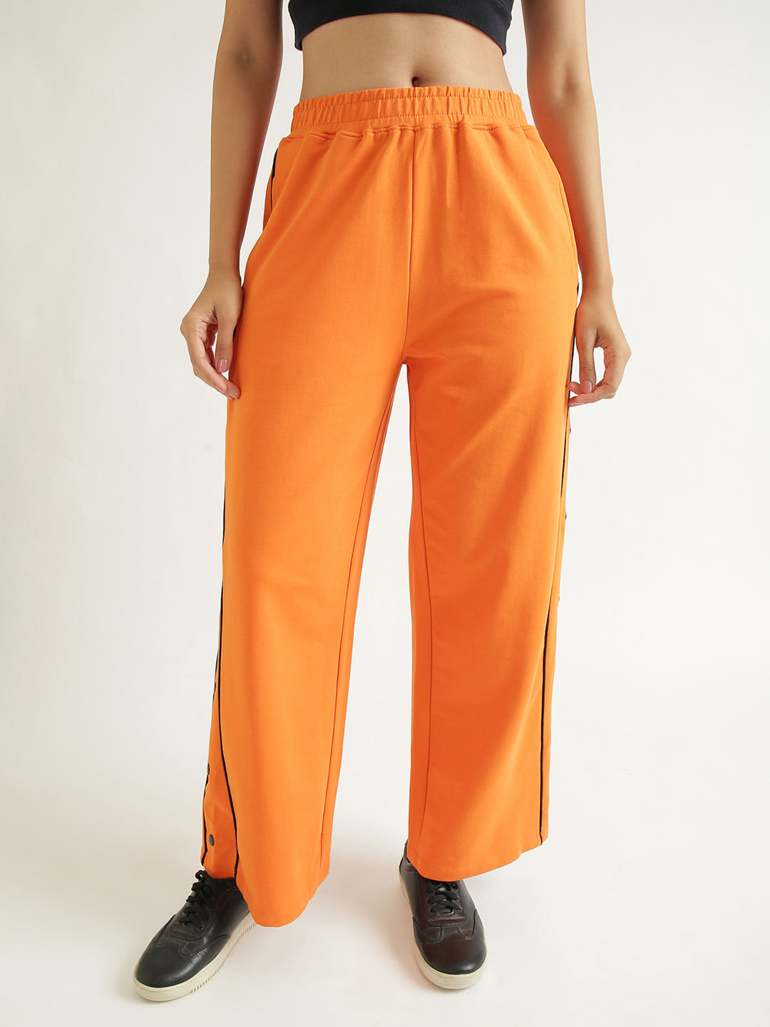 Women's Contrast Snap Wide Leg Pan