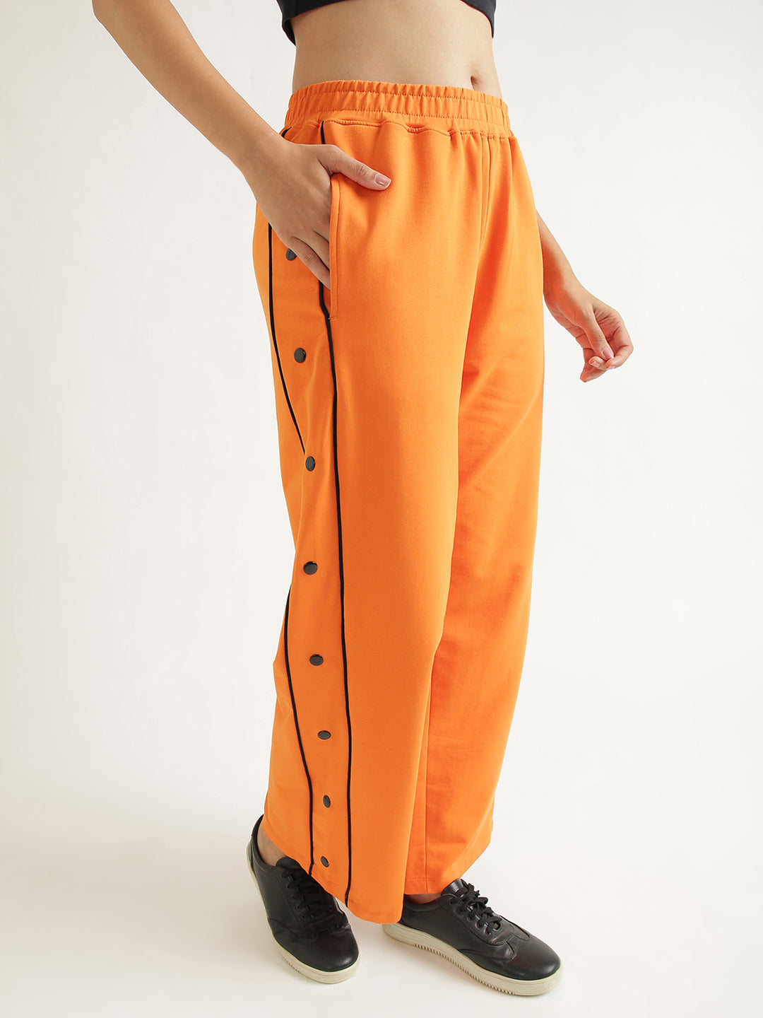 Women's Contrast Snap Wide Leg Pan