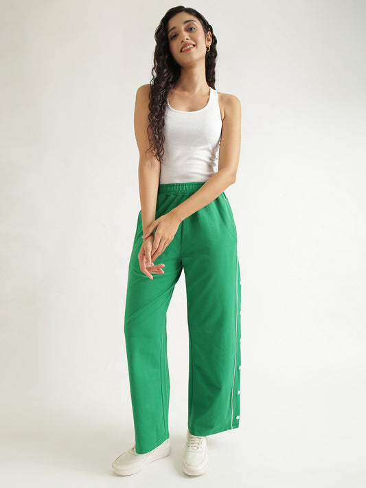 Women's Contrast Snap Wide Leg Pant