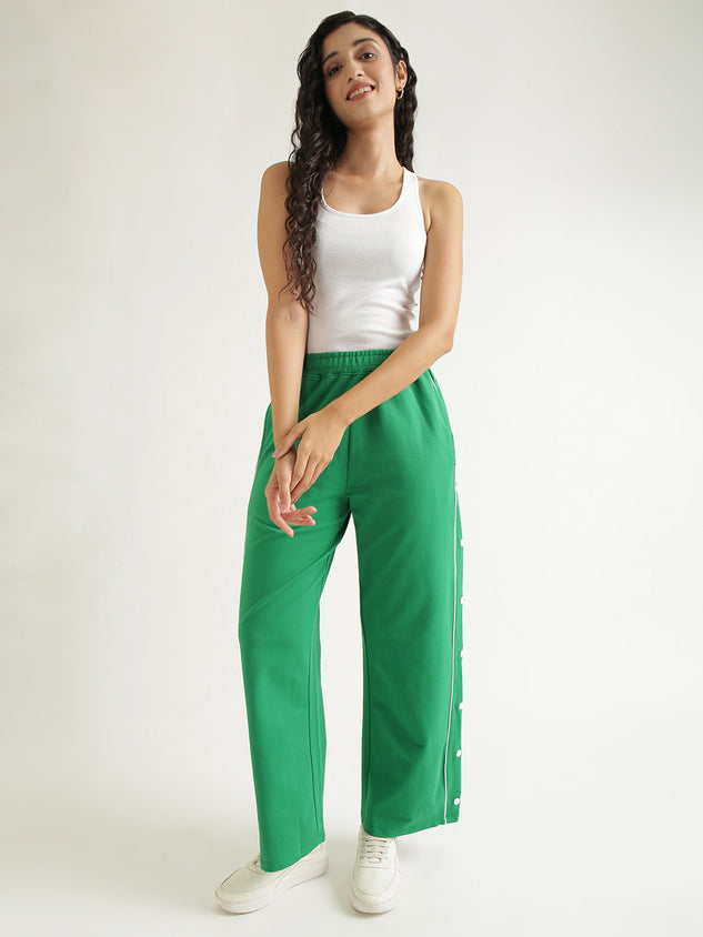 Women's Contrast Snap Wide Leg Pant