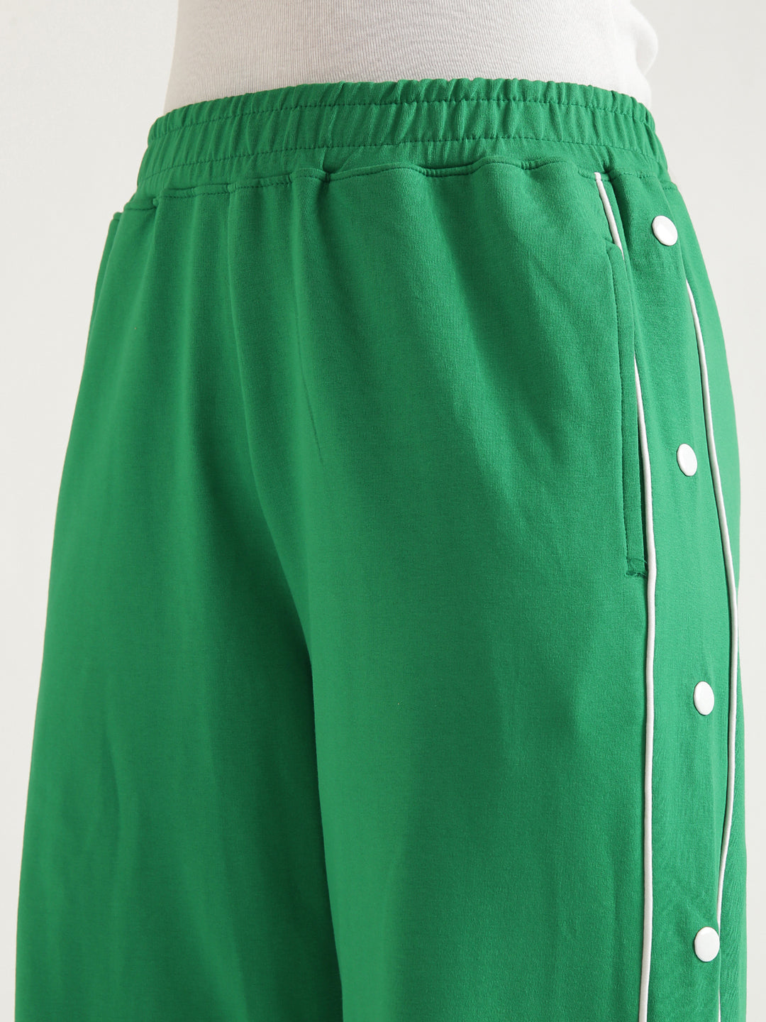 Women's Contrast Snap Wide Leg Pant